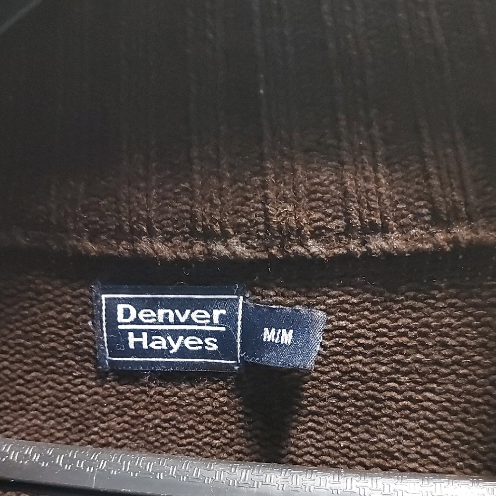 Denver Hayes Men's Medium Brown, Zip-up Wool Blend Sweater - Picture 4 of 9